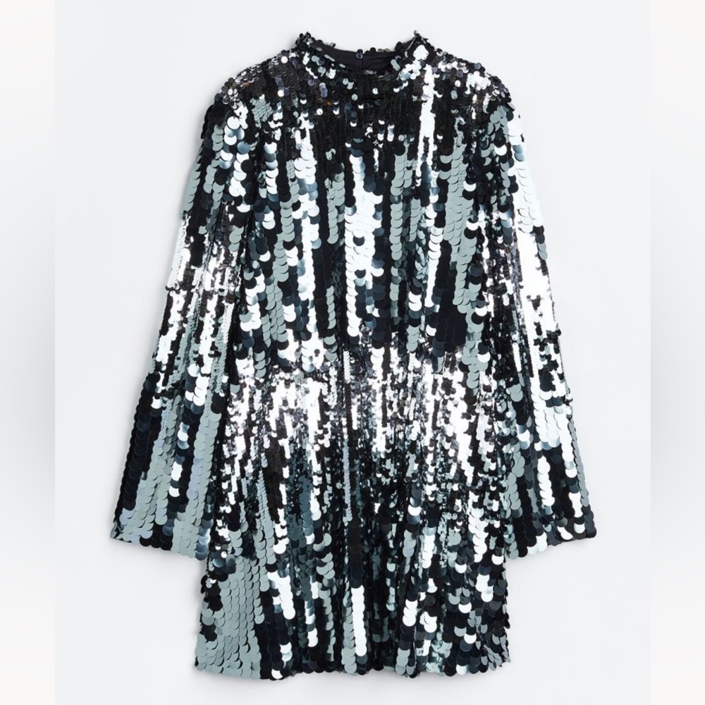 🪩 H&M Silver/black ombré sequined short dress in size XS
